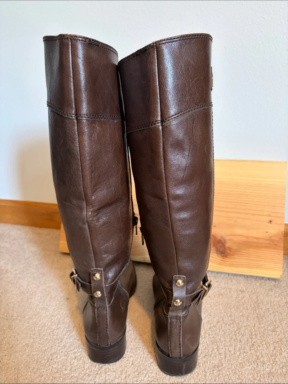 ANTONIO MELANI Tall Leather ln Boots in Dark Brown